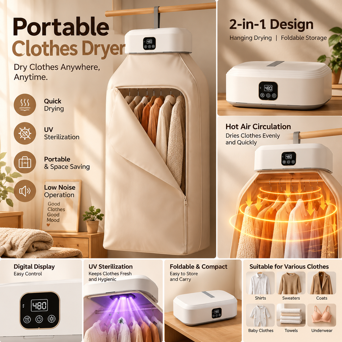 Portable Electric Clothes Dryer – Compact & Convenient Drying Solution